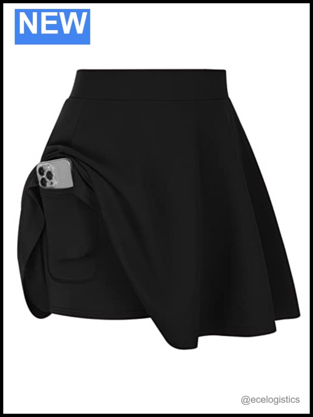 Plus Size High Waist Skater Skirt with Built-In Shorts Flared A-Line